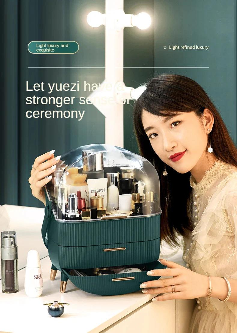 3-Layer Makeup Organizer for Efficient Desktop Storage and Display
