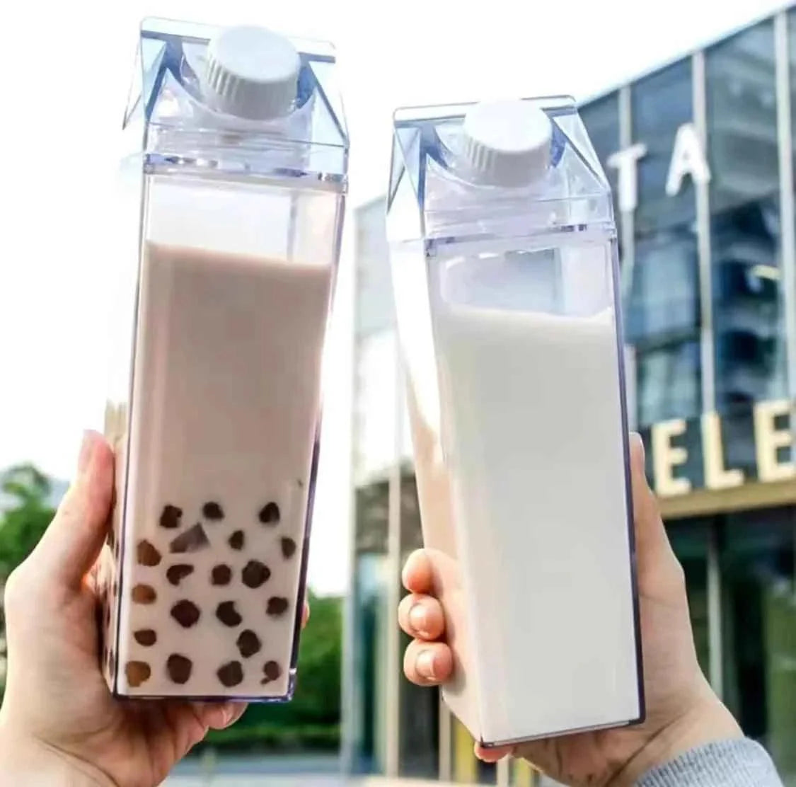 Transparent Milk Bottle - Portable Acrylic Juice and Detox Water Bottle