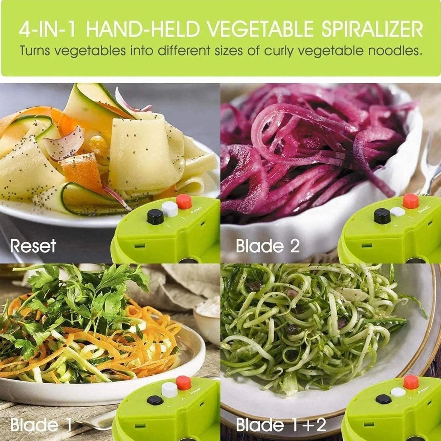 4in1 Vegetable Spiral Cutter for Healthy Meals and Creative Recipes