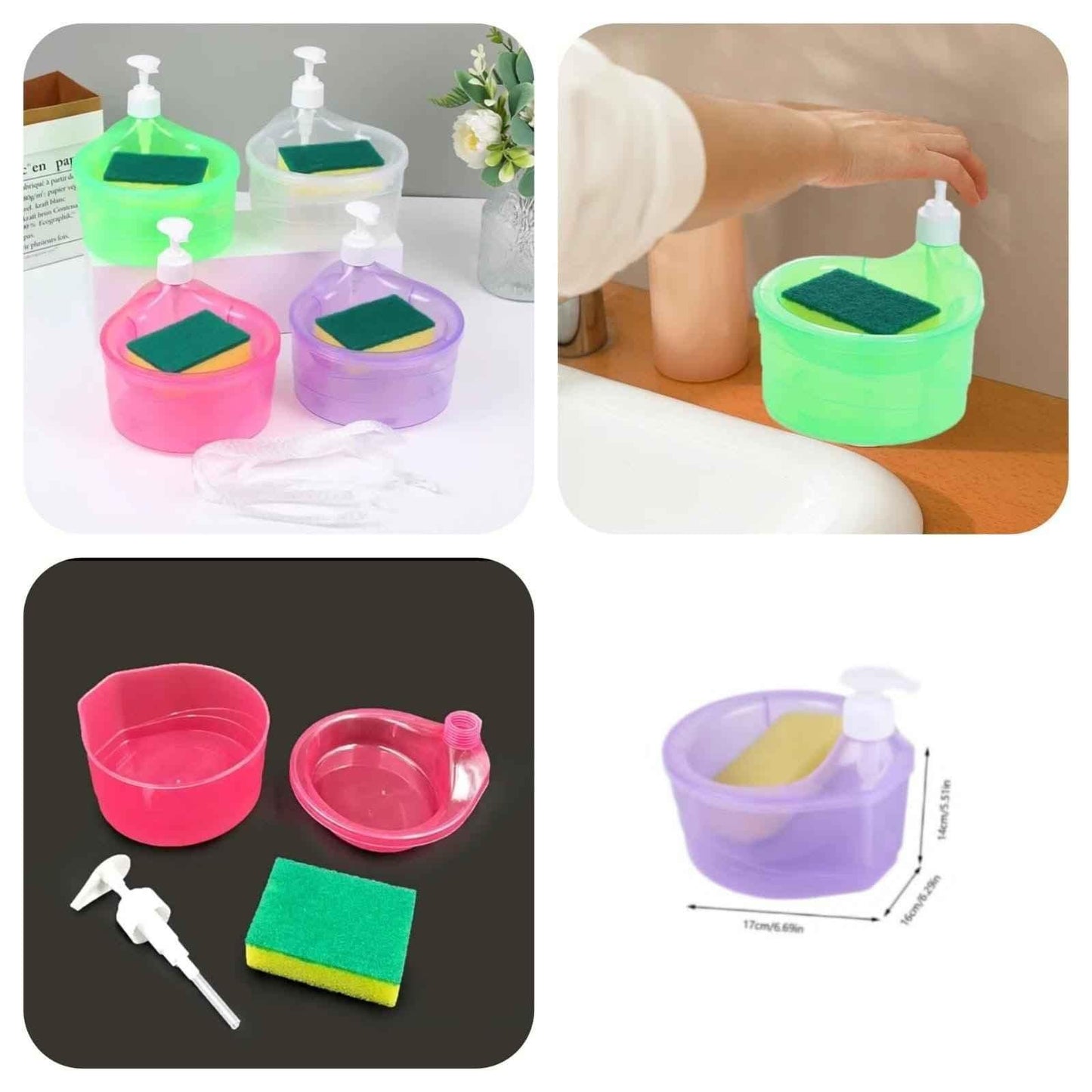 Round Transparent Kitchen Dispenser with Sponge for Easy Liquid Pouring