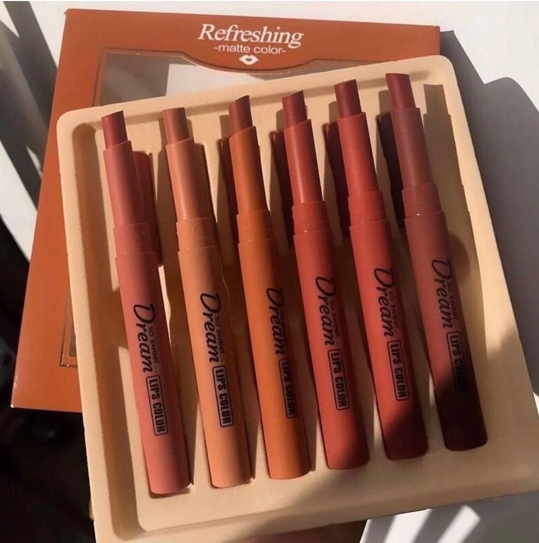 6pcs Long-Lasting Waterproof Matte Velvet Lipstick Set - Moisturizing Non-Stick Formula