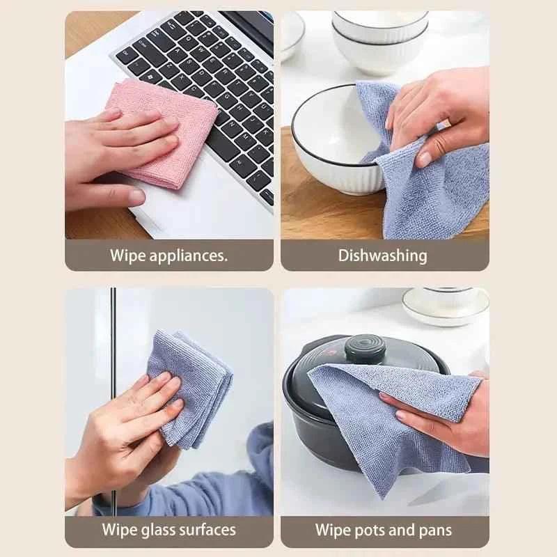 Reusable Microfiber Kitchen Cleaning Towels - Absorbent Dishcloths - Pack of 20Pcs or 10Pcs