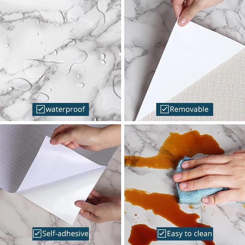 Self-Adhesive Marble-Style Wallpaper Stickers for Kitchen Cabinets and Furniture Decor