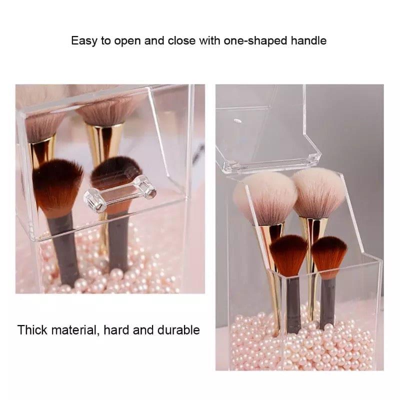Acrylic Cosmetic Brush Holder - Stylish Acrylic Pearl Makeup Brush Organizer