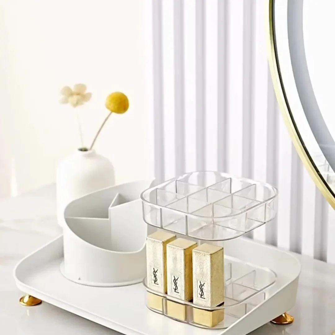 360° Rotating Makeup Brush Organizer and Lipstick Storage Box for Efficient Makeup Storage
