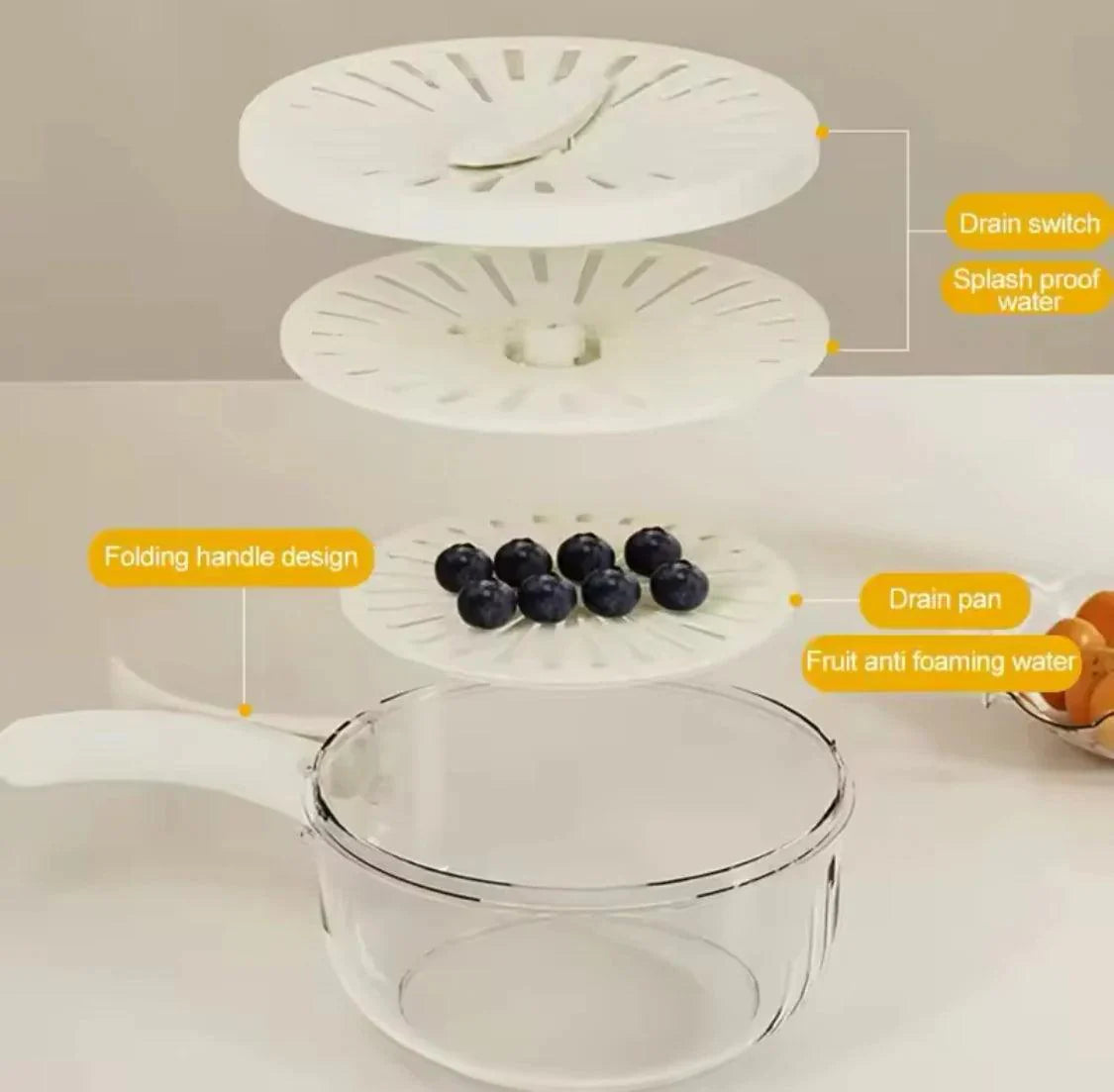 Vegetable and Fruit Washing Bowl for Easy Cleaning and Food Prep