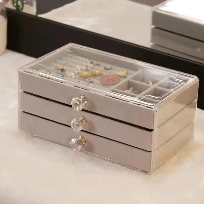 Acrylic Jewelry Organizer with 3 Drawers for Stylish Storage