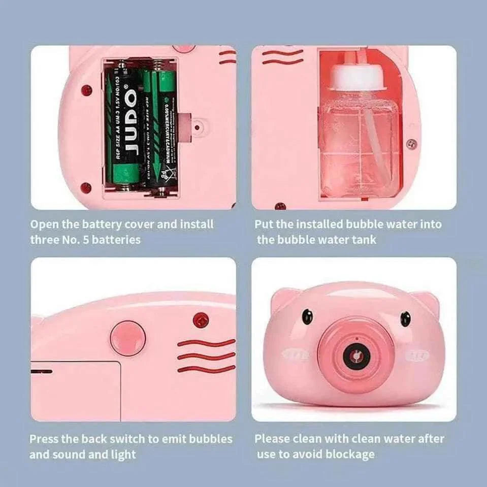 Durable Children Bubble Machine Pig Camera Shape Automatic Soap Bubble Maker Toy