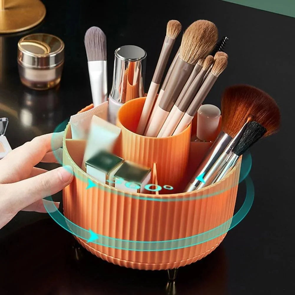 360° Rotating Makeup Brush Organizer - Stylish Desktop Storage Solution