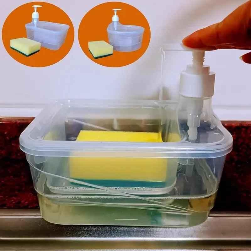 Round Transparent Kitchen Dispenser with Sponge for Easy Liquid Pouring