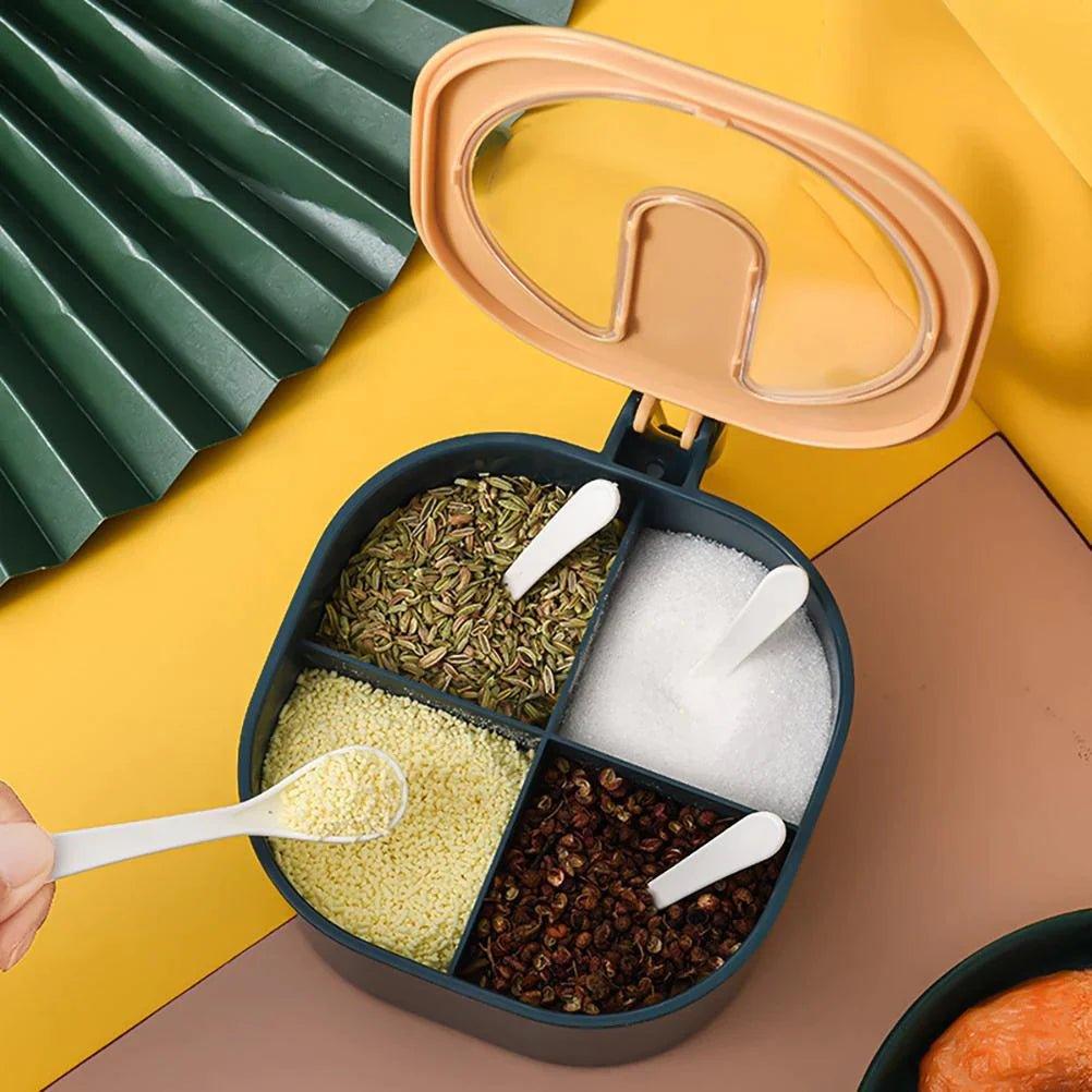 4 Grids Spice Container - Stackable Storage for Herbs and Spices
