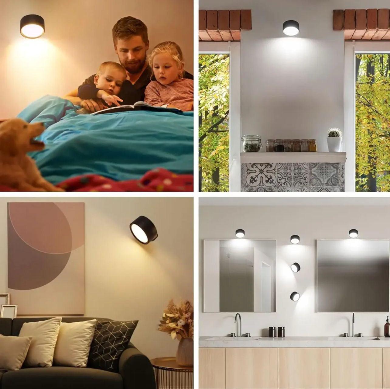 360° Double Head LED Wall Lamp with Magnetic Holder - Adjustable Smart Lighting