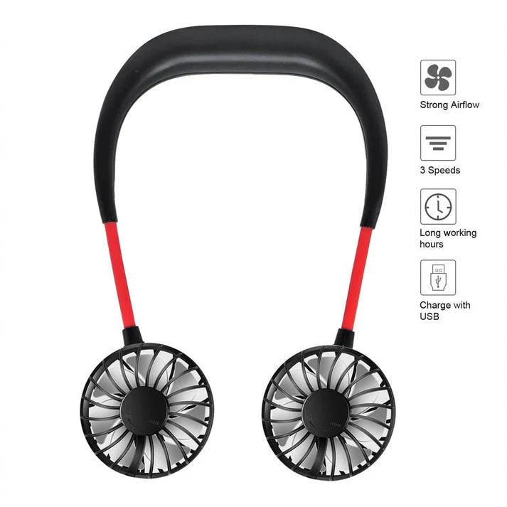 Rechargeable Neck Fan - Portable Dual Head Hands-Free Cooling Fan