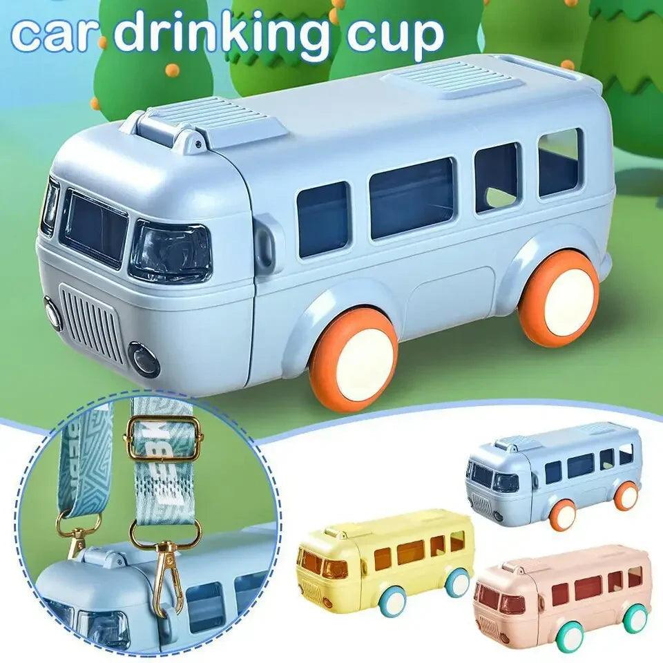 500ML Bus Shaped Water Bottle with Straw for Kids and Adults