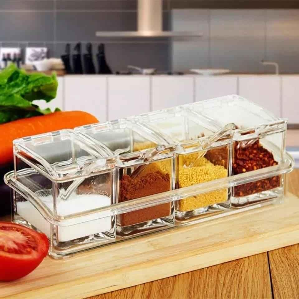Crystal Seasoning Box - Premium Acrylic Spice Organizer for Kitchen Storage