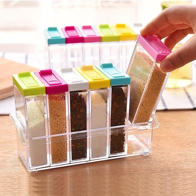 Set of 6 Spice Box Set - Premium Spice Organizer for Kitchen Storage