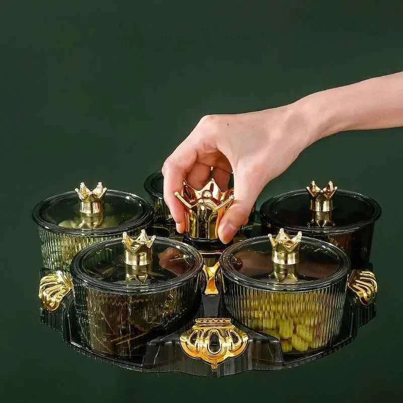 Rotating Snack Organizer - 5 Section Fruit Plate for Easy Serving