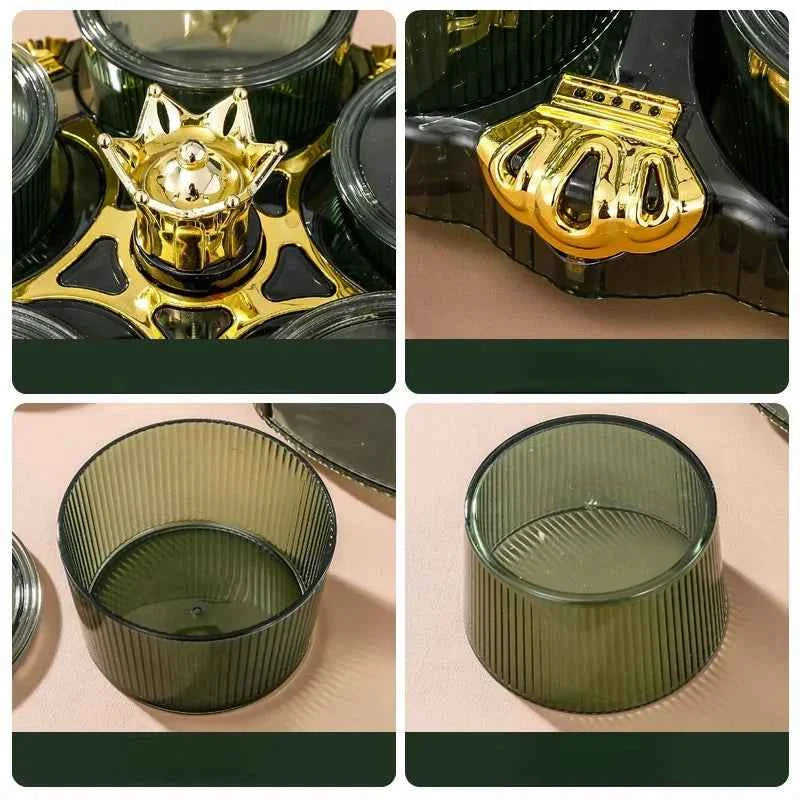 Rotating Snack Organizer - 5 Section Fruit Plate for Easy Serving