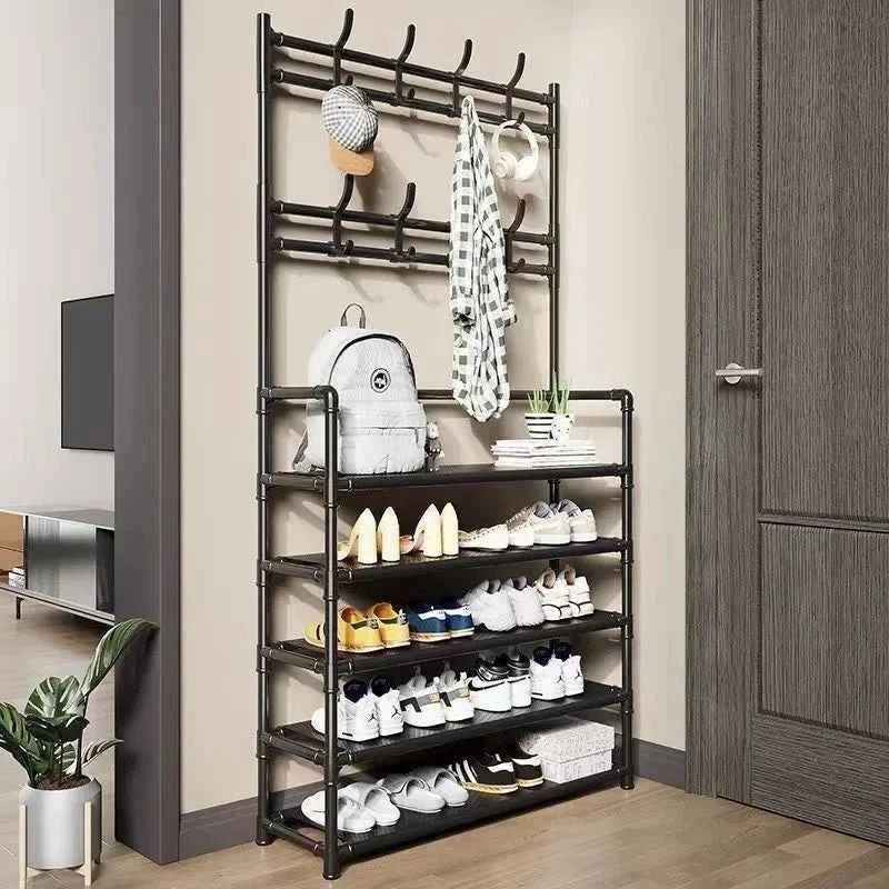 5 Layer Living Room Shoe Rack Multi-Layer Storage Shelf DIY Clothes Hanger Simple Floor-Standing Organizer