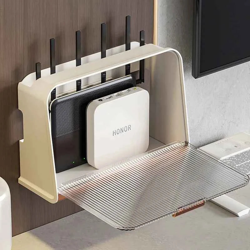 Wall-mounted WiFi Router Shelf for Space-Saving Convenience