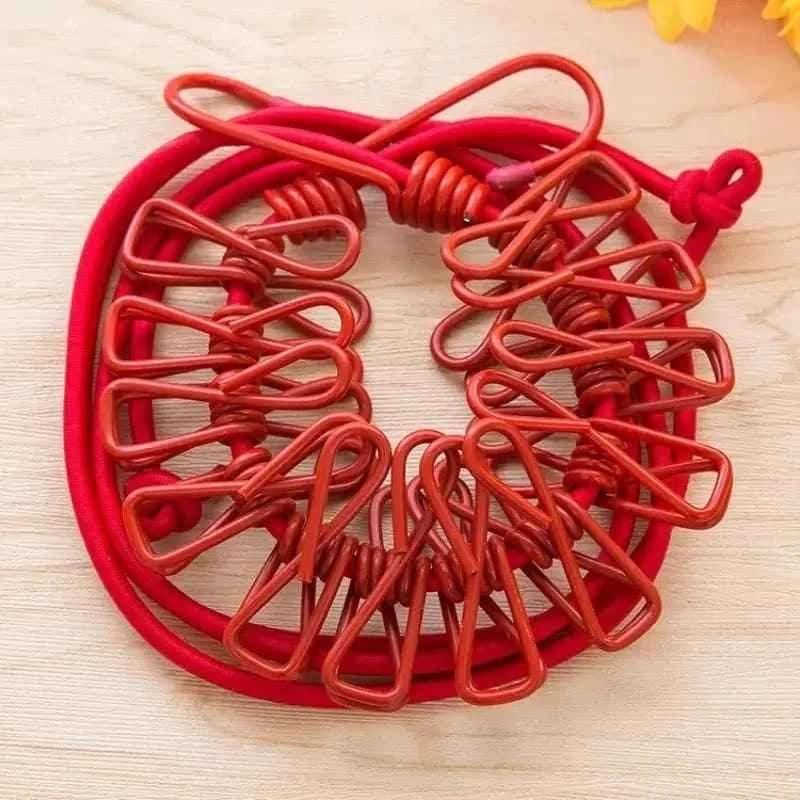 12 Clip Elastic Clothesline for Efficient Drying and Organization