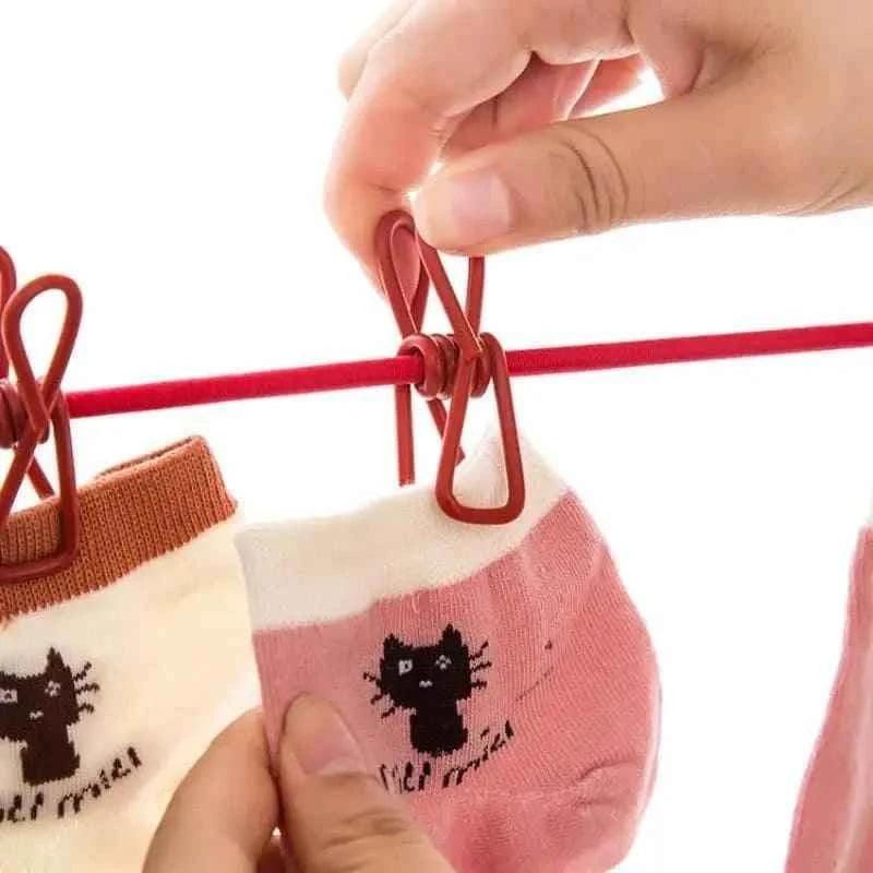 12 Clip Elastic Clothesline for Efficient Drying and Organization
