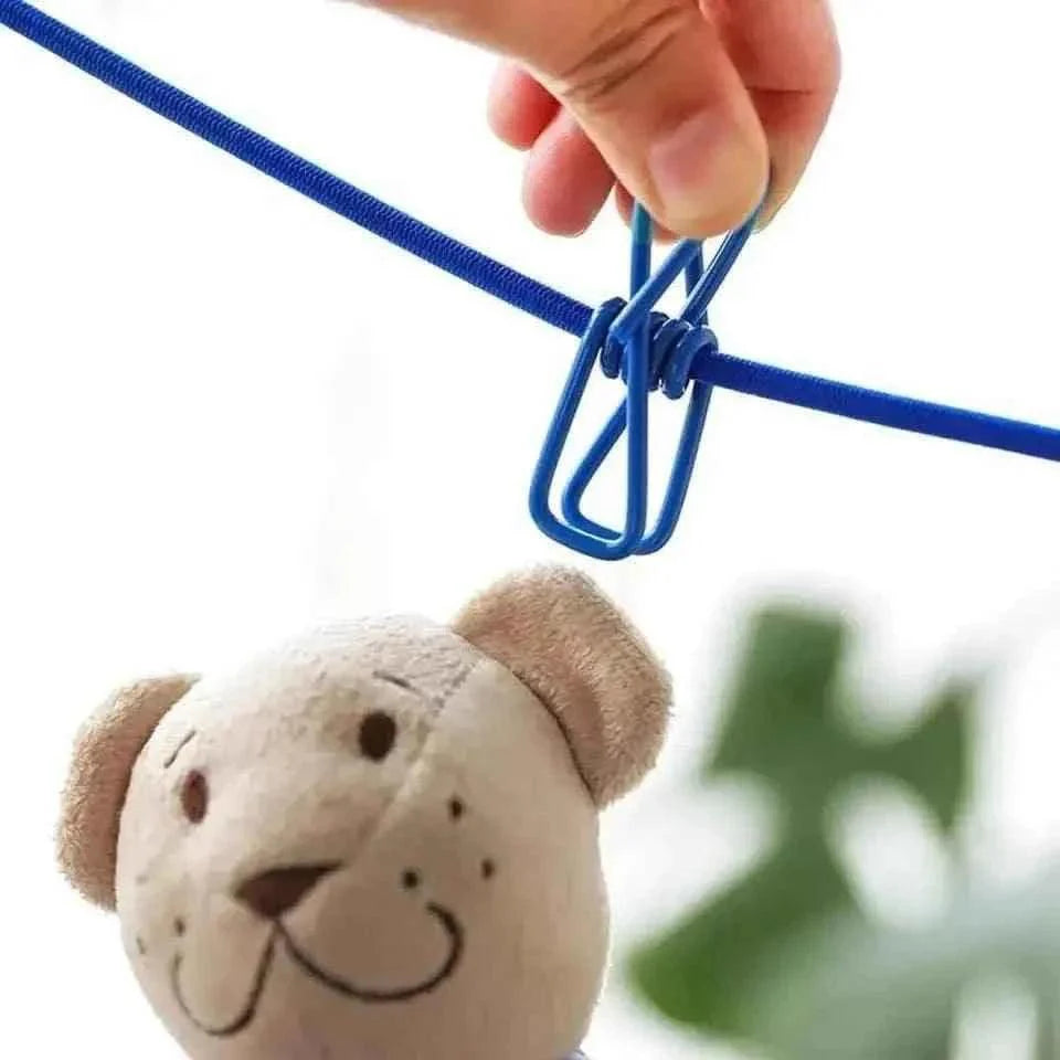12 Clip Elastic Clothesline for Efficient Drying and Organization