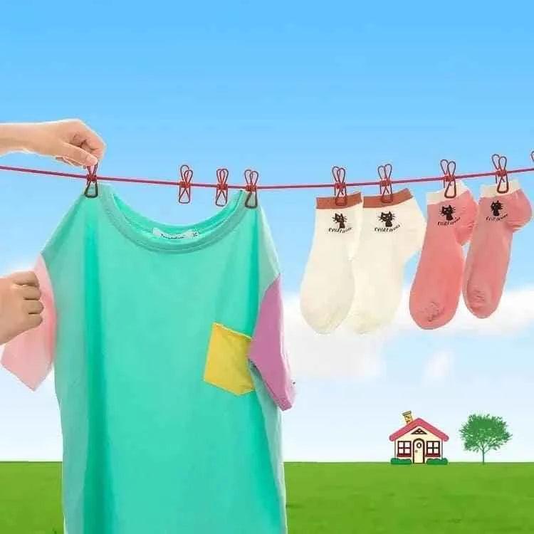 12 Clip Elastic Clothesline for Efficient Drying and Organization