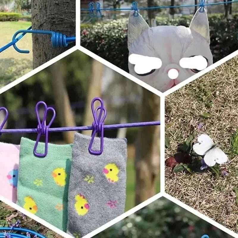 12 Clip Elastic Clothesline for Efficient Drying and Organization