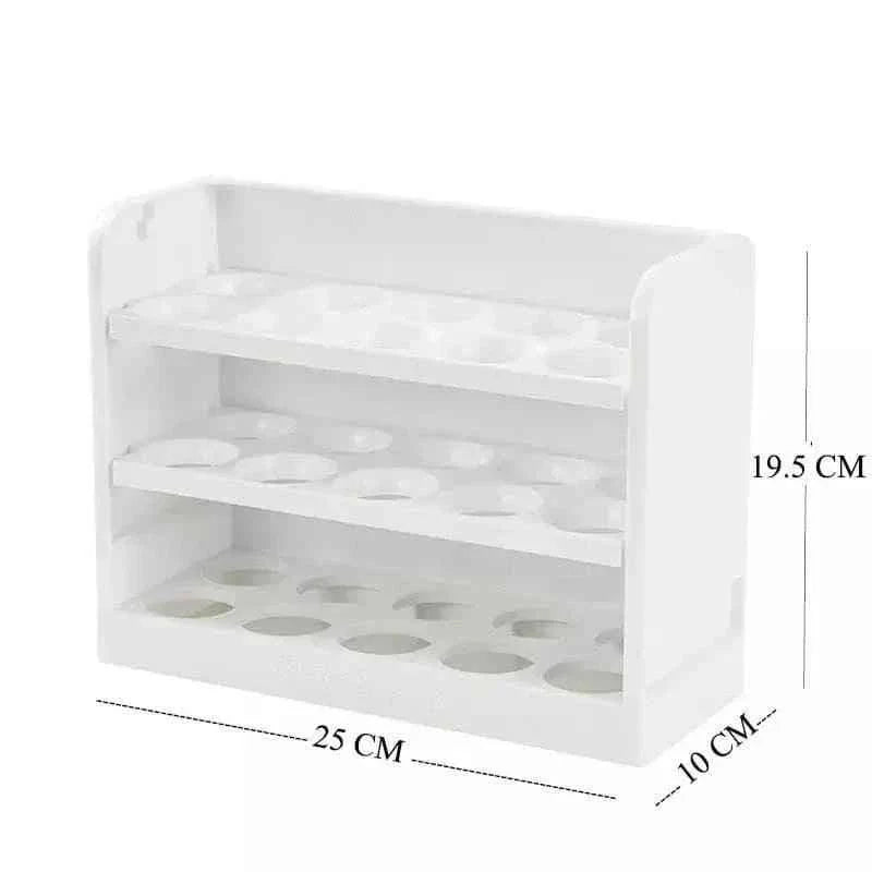 30-Grid Egg Storage Box - 3-Tier Rotating Fridge Organizer