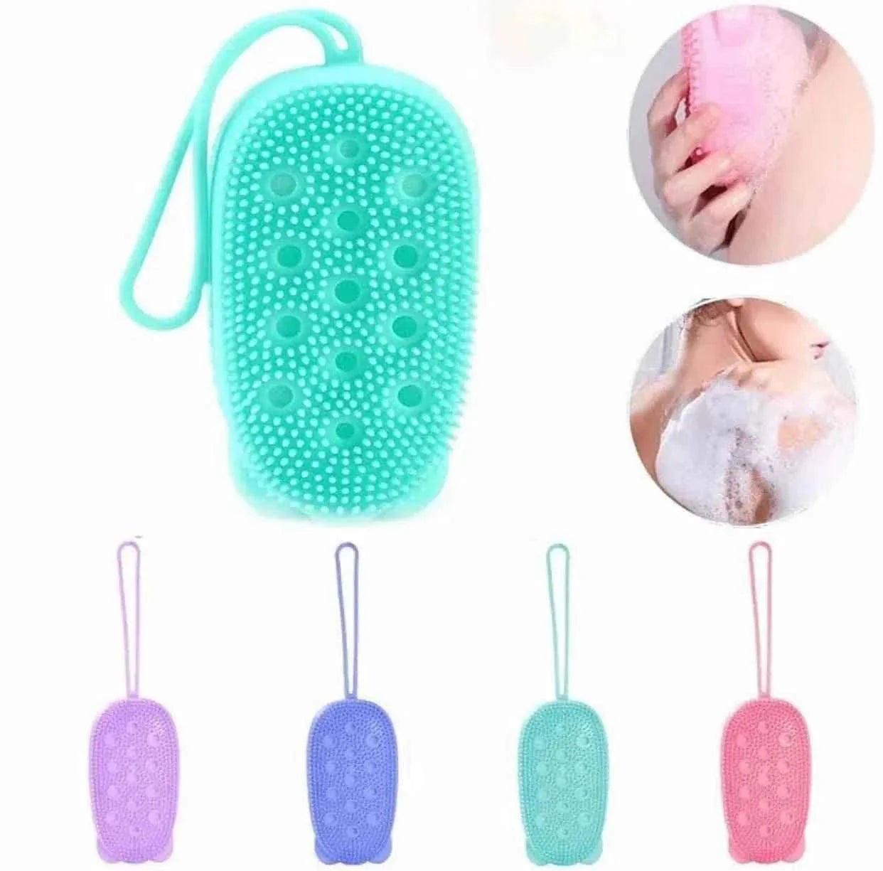 Silicone Bath Brush - Double Sided Bubble Brush for Exfoliation and Cleansing
