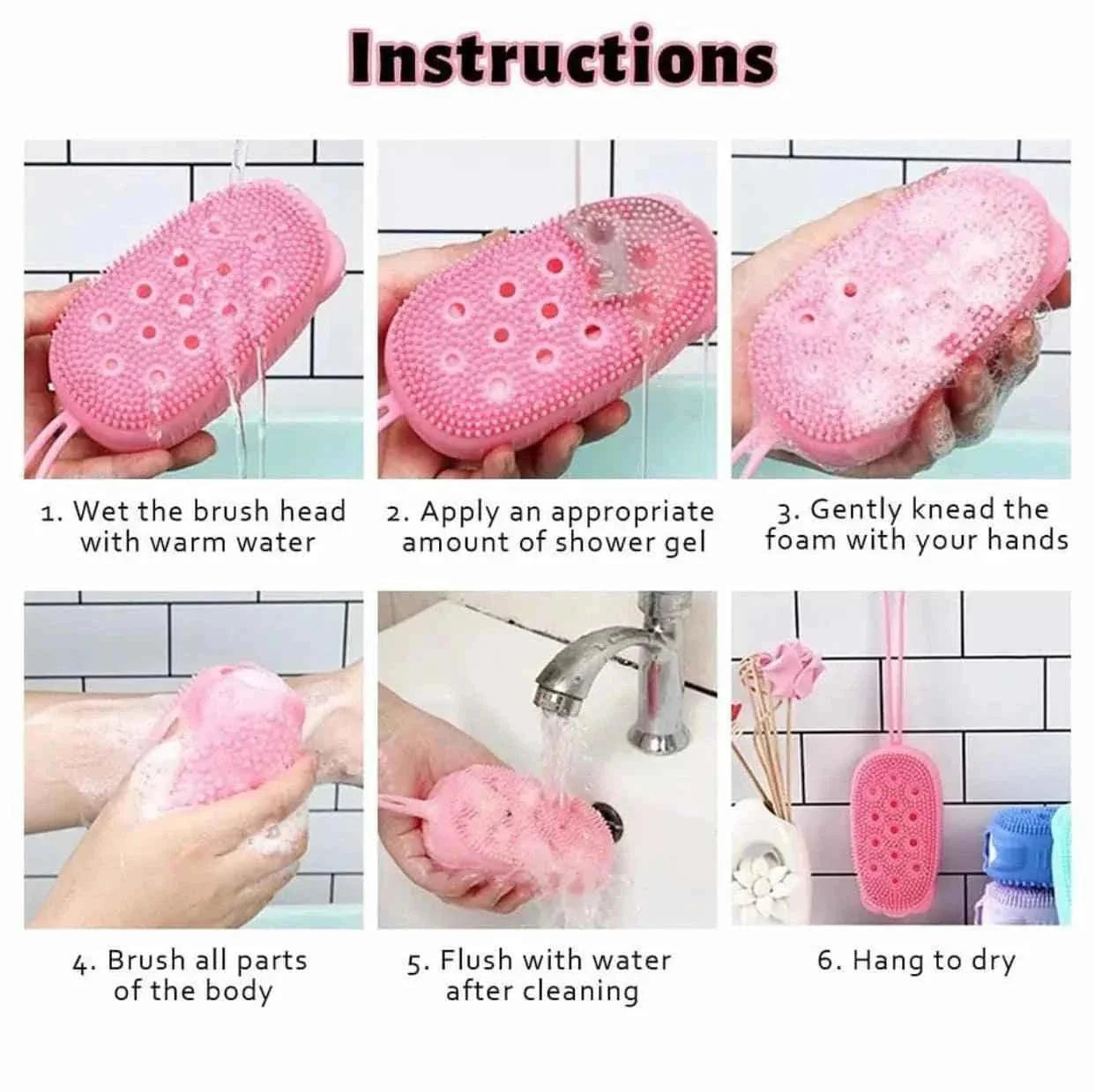 Silicone Bath Brush - Double Sided Bubble Brush for Exfoliation and Cleansing