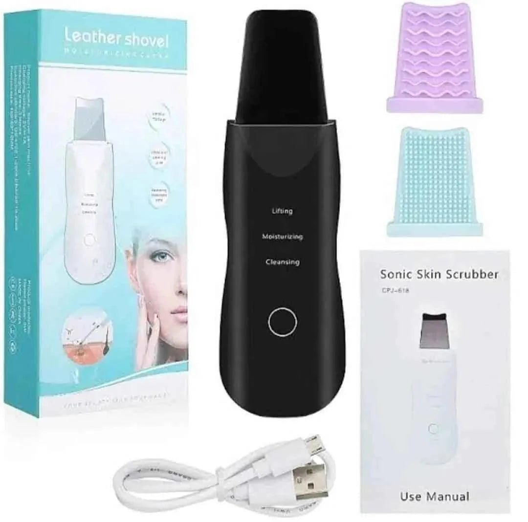 Ultrasonic Skin Scrubber for Deep Cleansing, Blackhead Extraction, and Facial Massaging - Exfoliator and Vibrating Face Cleaner with Ultrasonic Peeling