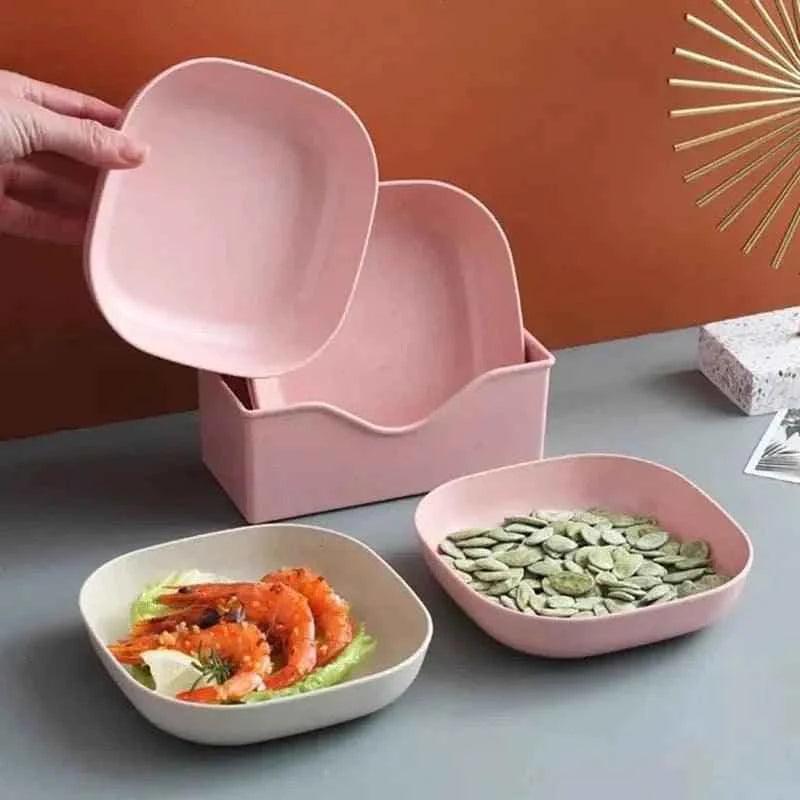 10Pcs Multi-Function Spit Bone Dish Set - Food Grade Plastic Round & Square Garbage Plates for Dining Table