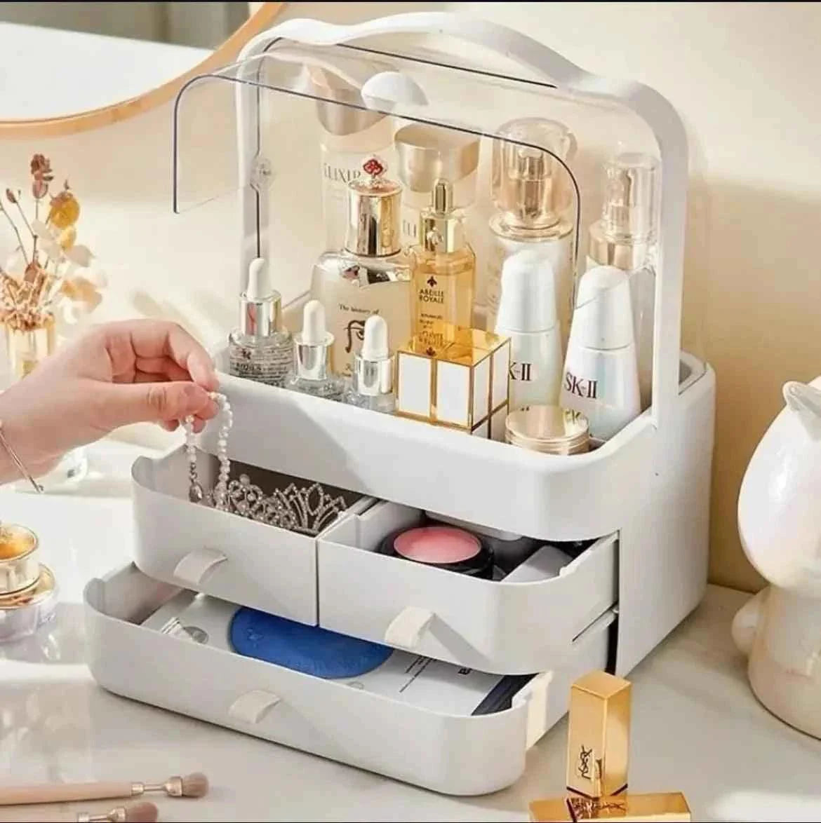 Acrylic Cosmetic Organizer: Double Sided Makeup Organizer for Efficient Storage