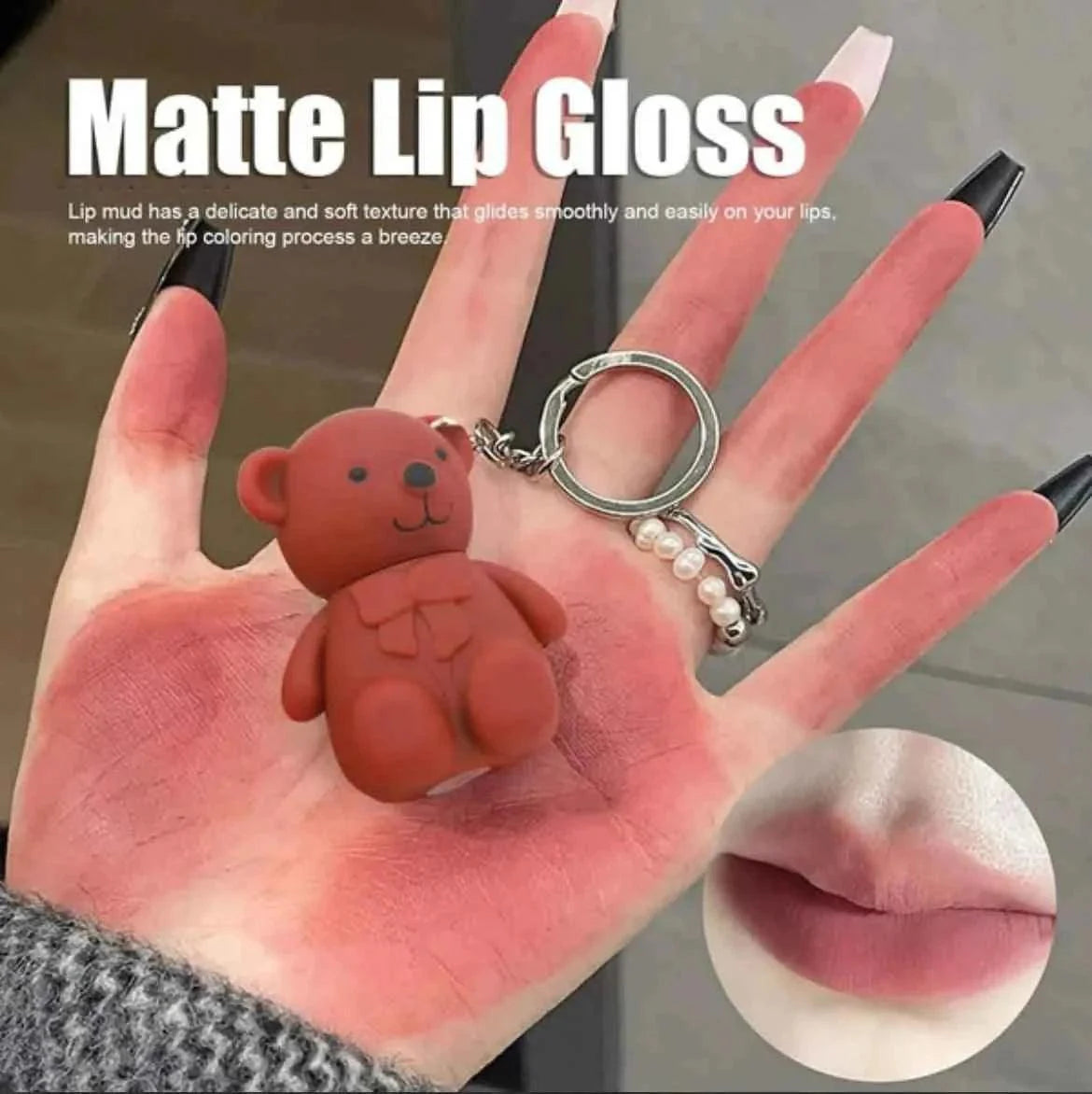 6pcs Korean Bear Lipgloss Set - Cute Hydrating Lip Tint for Luscious Lips
