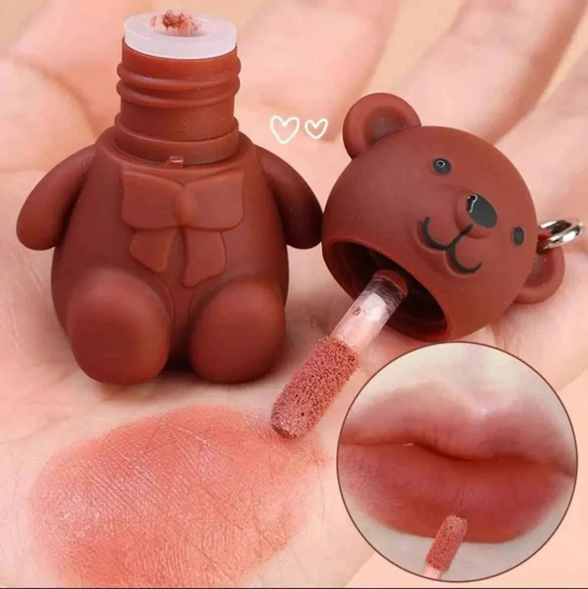 6pcs Korean Bear Lipgloss Set - Cute Hydrating Lip Tint for Luscious Lips