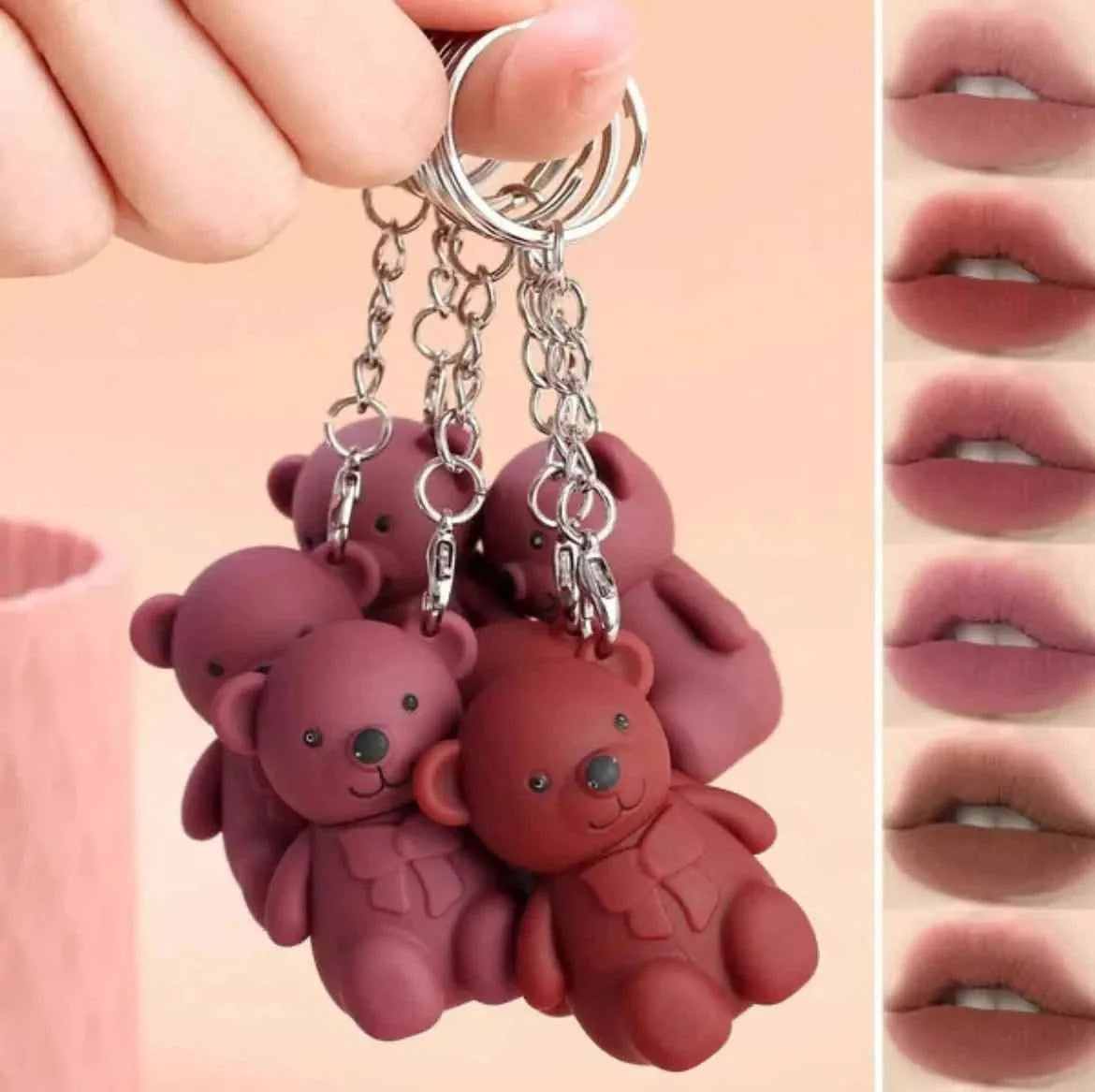 6pcs Korean Bear Lipgloss Set - Cute Hydrating Lip Tint for Luscious Lips
