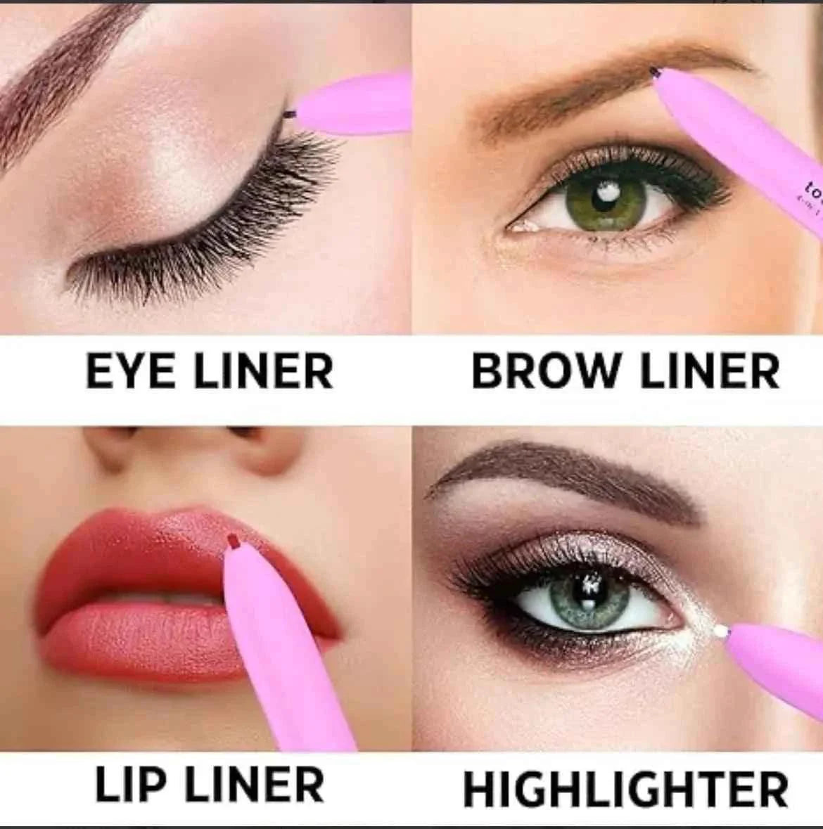 4 in 1 Makeup Pen - Highlighter, Lip Color, Eyebrow Pencil, Eyeliner