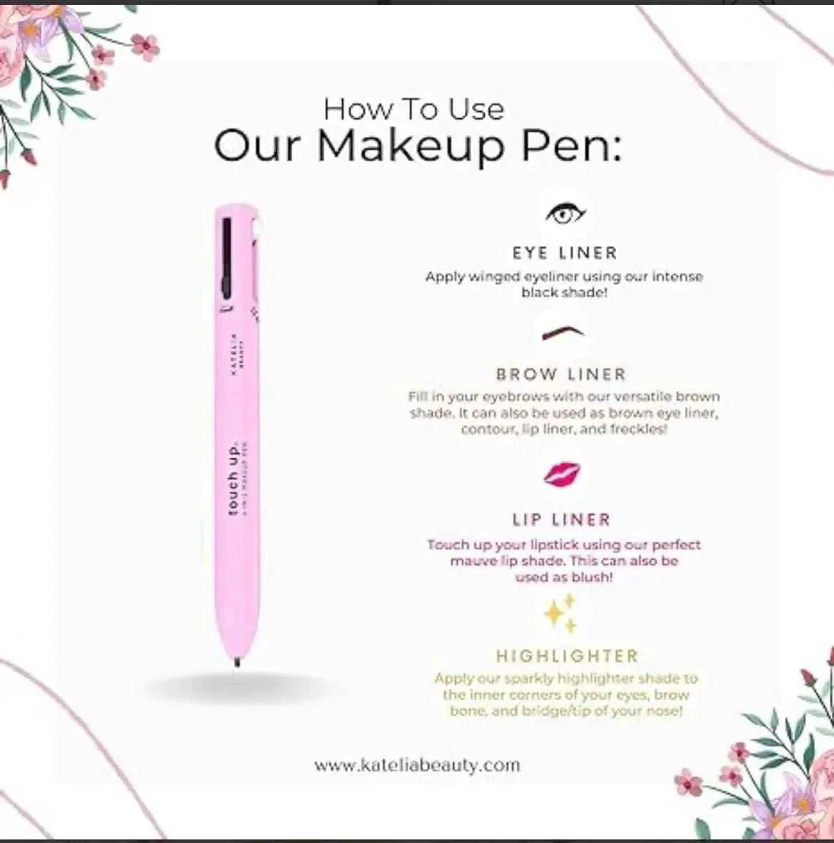4 in 1 Makeup Pen - Highlighter, Lip Color, Eyebrow Pencil, Eyeliner