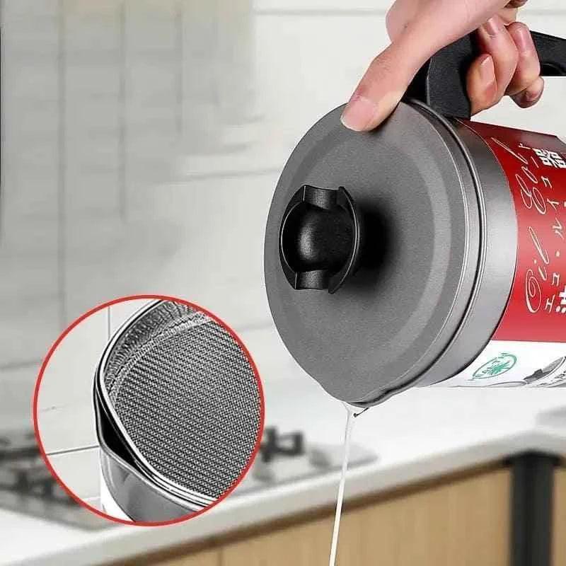 Stainless Steel Oil Filter Pot 1.4 Liter for Cooking and Frying