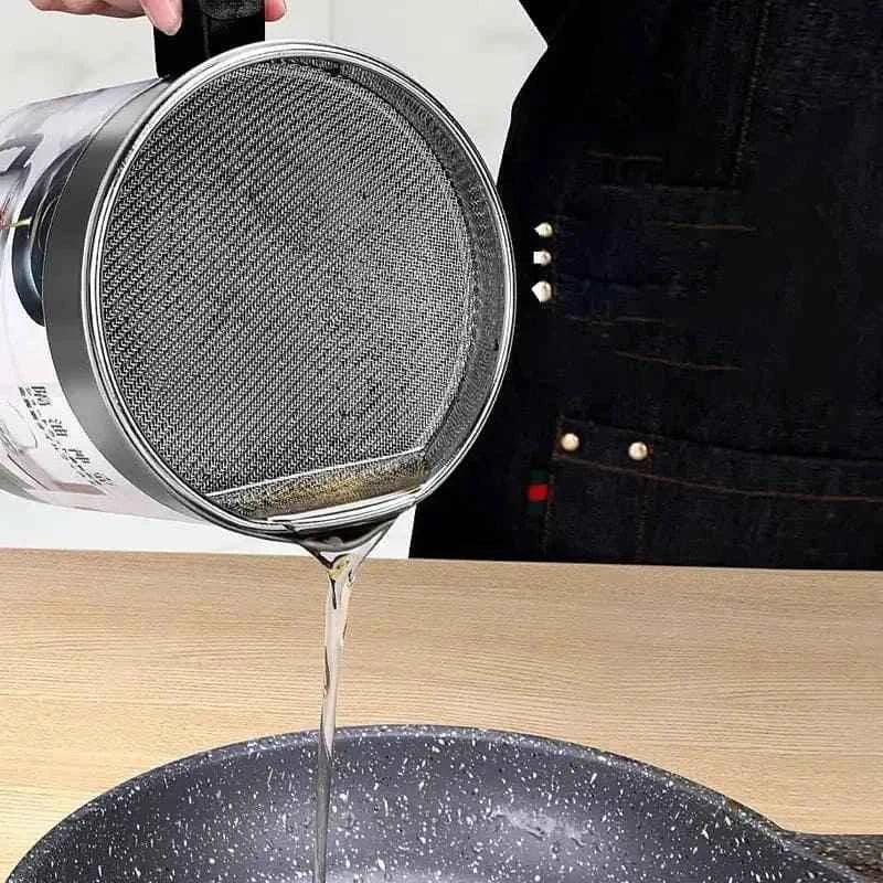 Stainless Steel Oil Filter Pot 1.4 Liter for Cooking and Frying