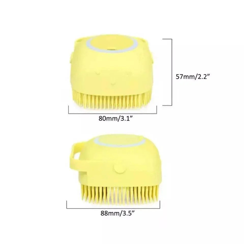 Square Silicone Baby Bath Brush - Soft Massage Cleaner with Dispenser.
