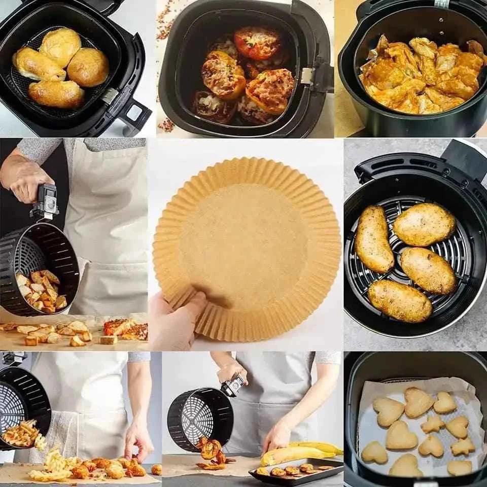 50-Pack Air Fryer Liners - Non-Stick Parchment Paper for Healthy Cooking, Oil-Proof and Perfect for Air Frying