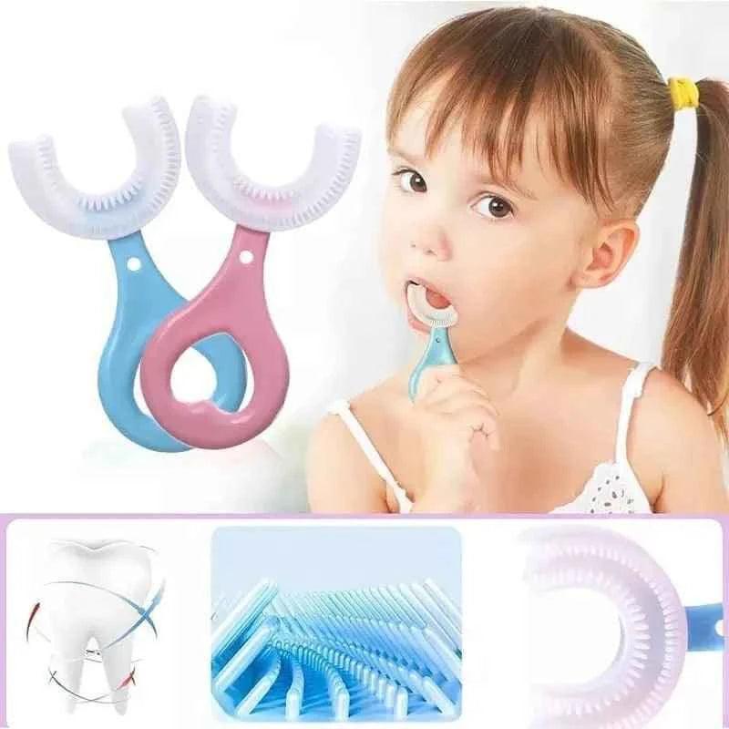 Silicone Toothbrush for Kids - Fun U Shape Design for Effective Oral Care