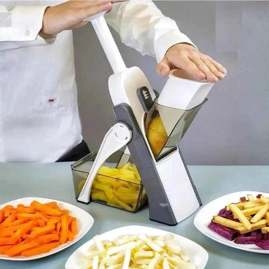 5 in 1 Manual Vegetable Cutter - Versatile Kitchen Tool for Slicing, Dicing, Chopping, and Julienne