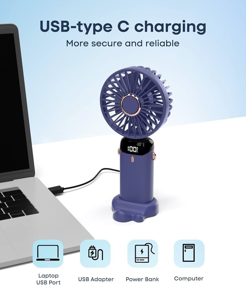 Foldable USB Table Fan with LED Display