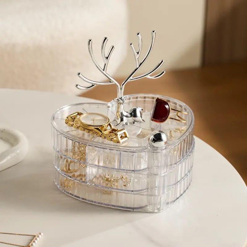3 Layer Acrylic Deer Jewelry Organizer for Elegant Storage Solutions