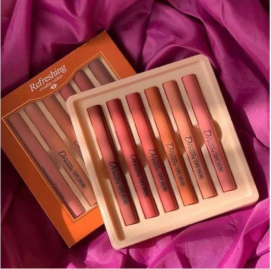 6pcs Long-Lasting Waterproof Matte Velvet Lipstick Set - Moisturizing Non-Stick Formula