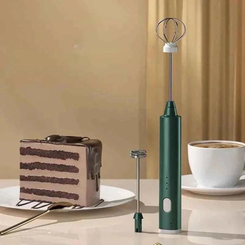 2 in 1 Portable Milk Frother and Egg Beater, USB Rechargeable Handheld Coffee Mixer and Kitchen Blender